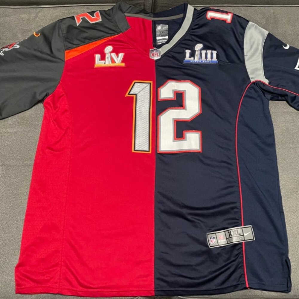TOM BRADY  DUAL PATRIOTS BUCCANEERS SPLIT RED Jersey